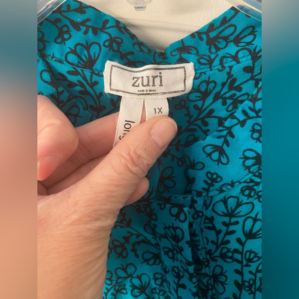 1X Long Zuri Kenya 3/4 sleeve cotton dress - Picture 2 of 3